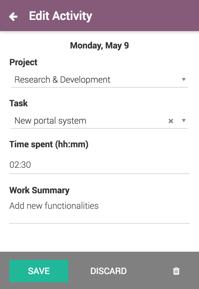 Tijdregistratie module - Het ondersteunt uw eigen workflow